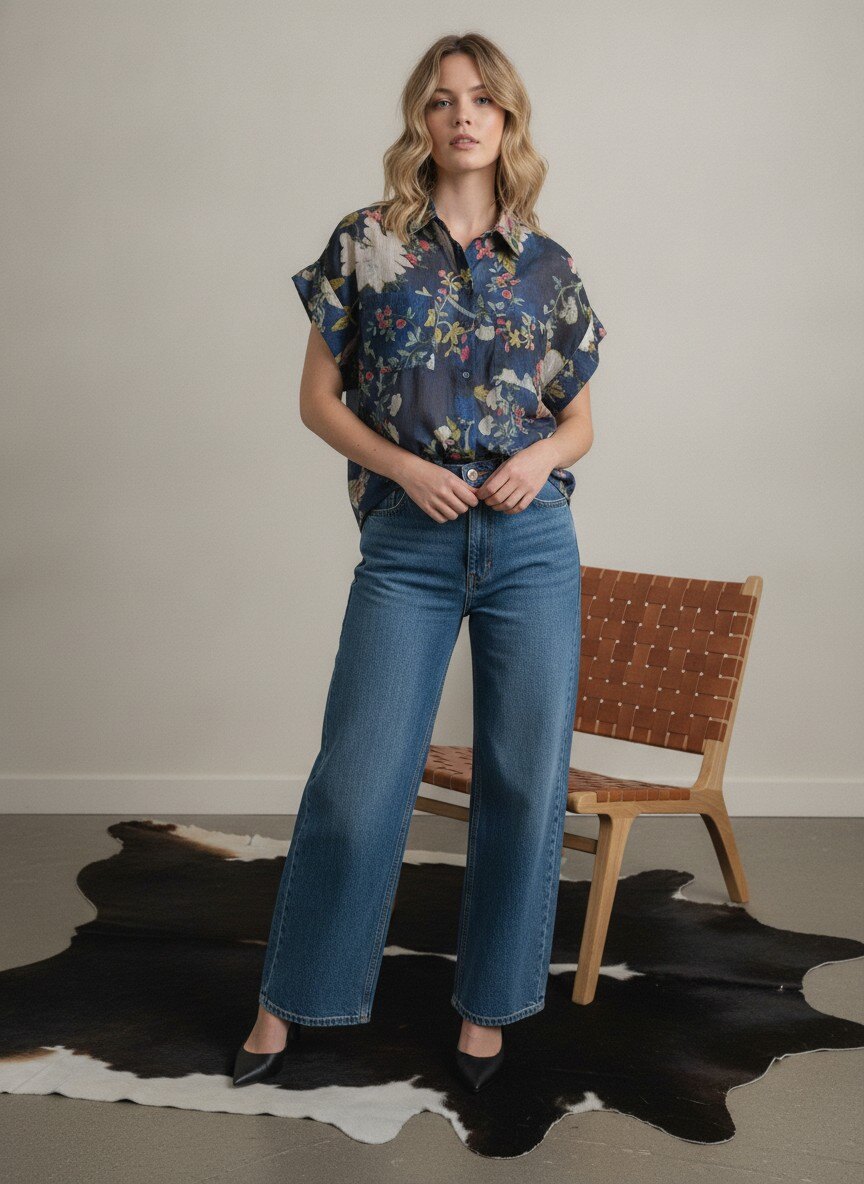 Großhändler LAFÉEROSE - Tencel-Blusenshirt mit Blumenmuster - Seideneffekt