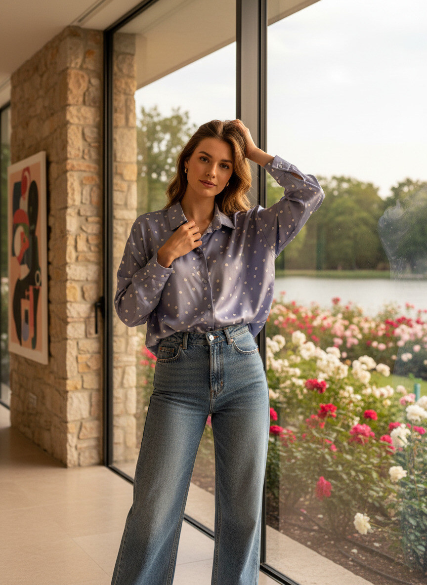 Grossiste LAFÉEROSE - Chemise blouse fluide en viscose à manches longues et boutons effet soie satin