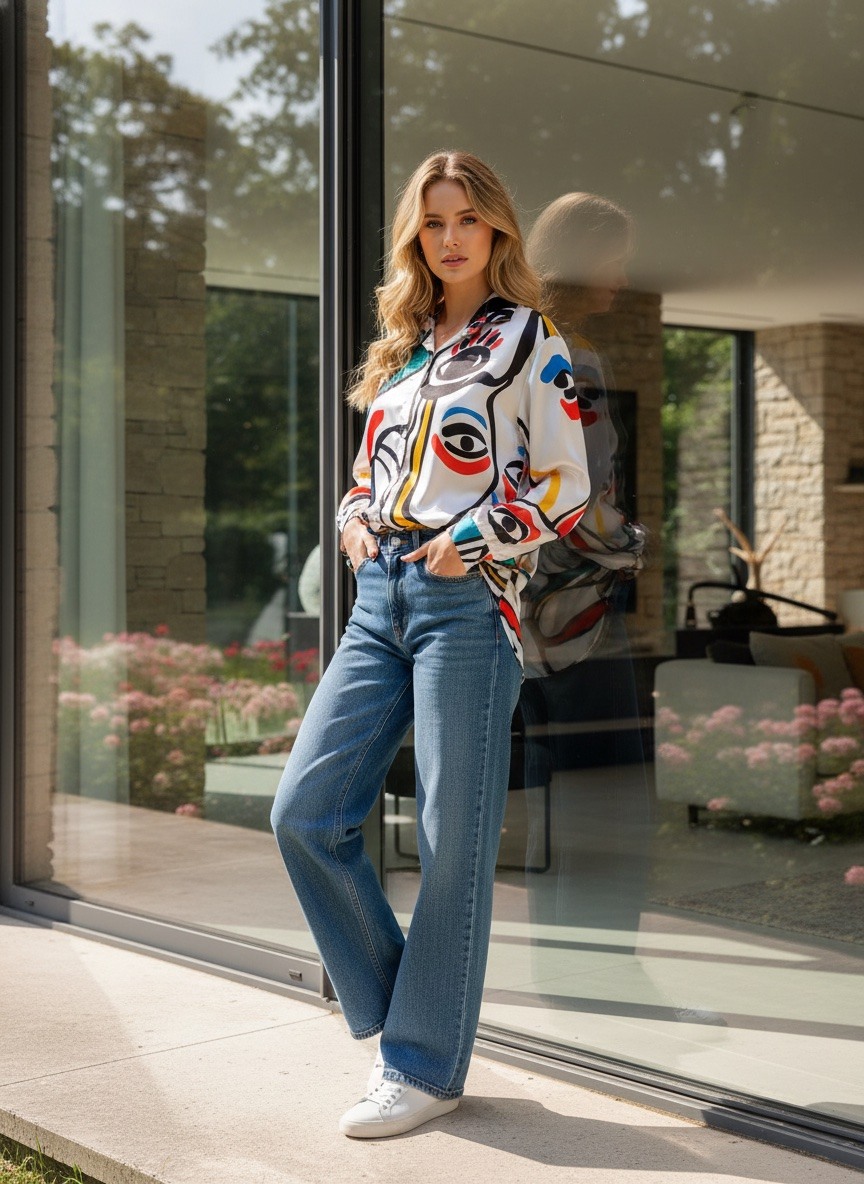 Mayorista LAFÉEROSE - Blusa viscosa de líquido de gran tamaño con estampado de flores - elegante casual