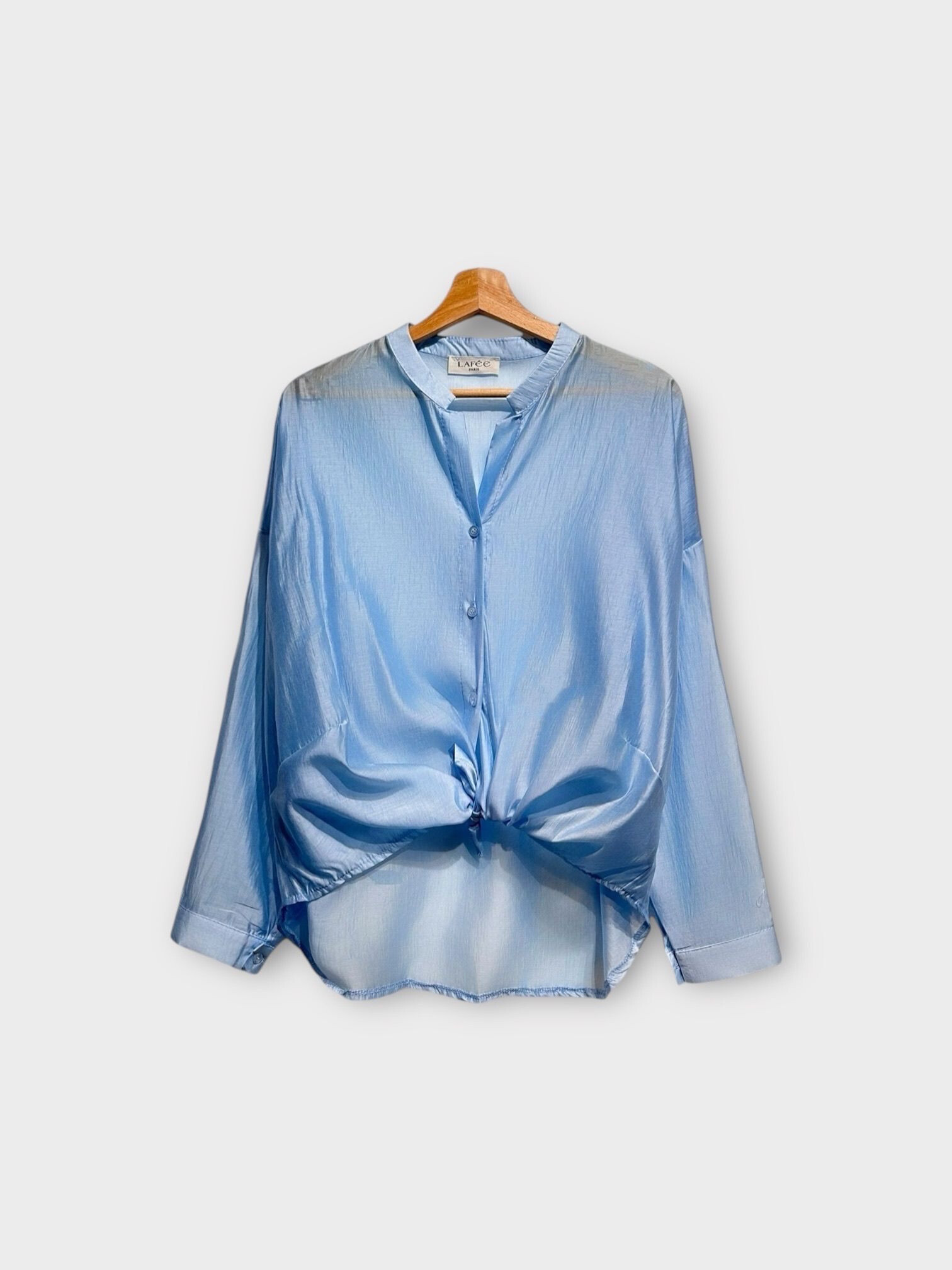 Mayorista LAFÉEROSE - 85% de camisa de blusa Tencel para unión de fluido y amplio efecto de seda de mangas largas