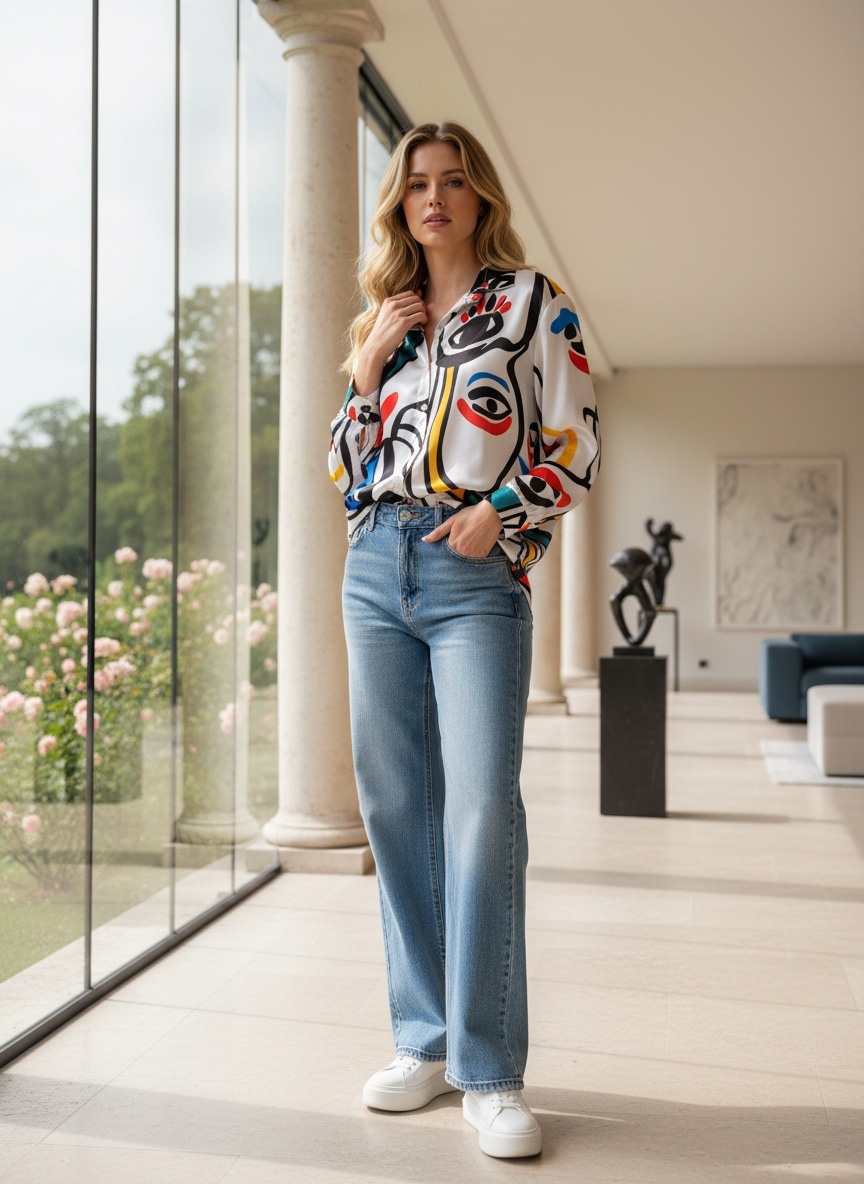 Grossista LAFÉEROSE - Camicetta di viscosa fluida oversize con stampa floreale - chic casual