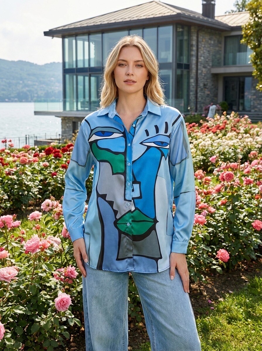 Grossiste LAFÉEROSE - Chemise blouse en viscose fluide oversize à imprimé motifs - chic casual