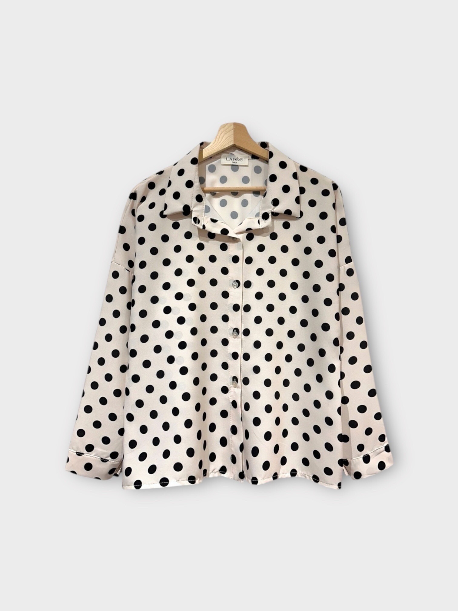 Grossiste LAFÉEROSE - Chemise fluide évasée imprimé à poids col à revers et boutons à manches longues