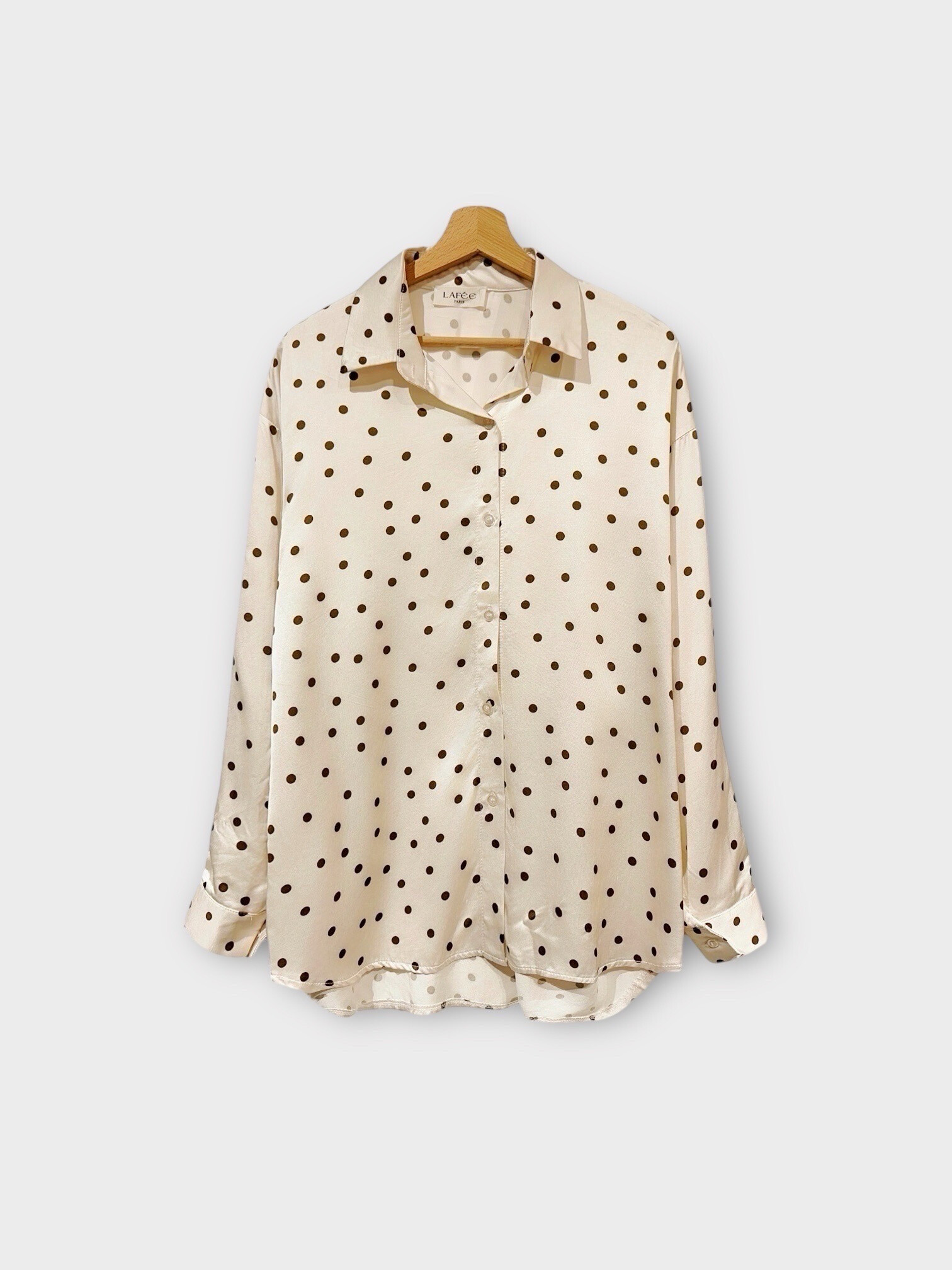 Grossiste LAFÉEROSE - Chemise blouse fluide en viscose à manches longues et boutons effet soie satin