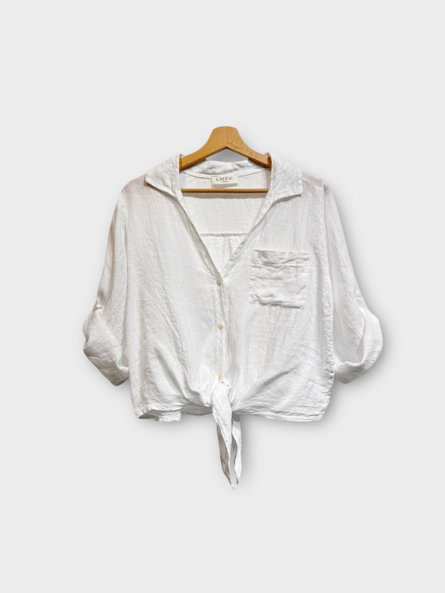 Mayorista LAFÉEROSE - Blusa de lino fluido blusa al nudo, mangas y bolsillo 3/4 - bohemio
