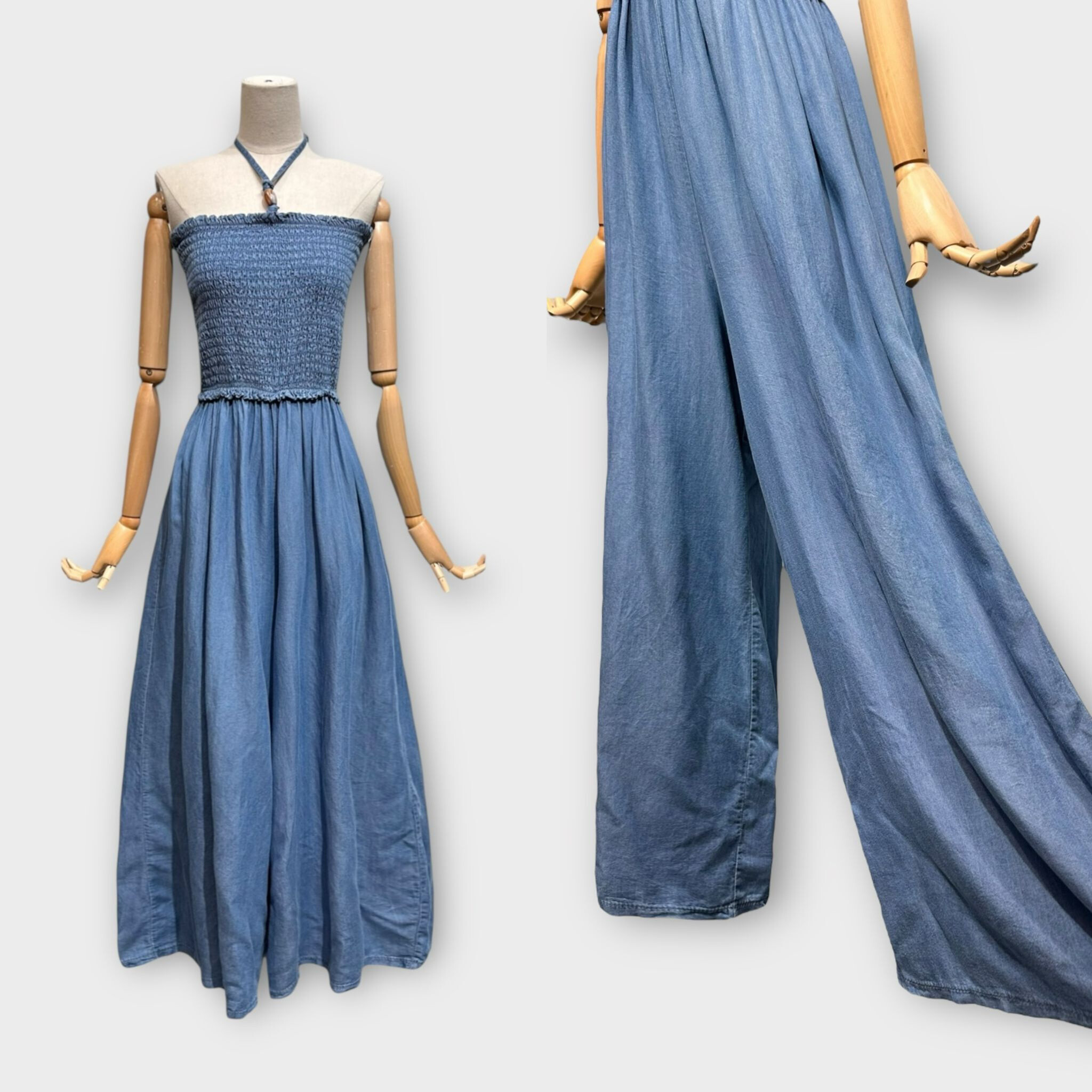 Wholesaler LAFÉEROSE - Strapless denim jumpsuit with soft denim and bows