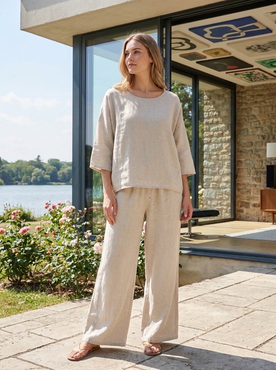 Grossiste LAFÉEROSE - Ensemble 2 pièces - Haut + Pantalon en Lin 100%