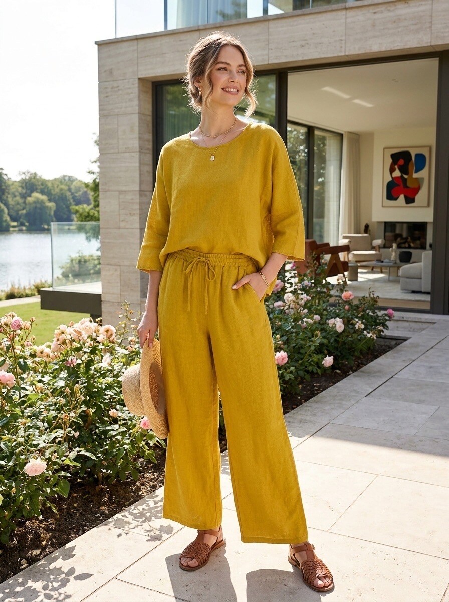 Grossiste LAFÉEROSE - Ensemble 2 pièces - Haut + Pantalon en Lin 100%