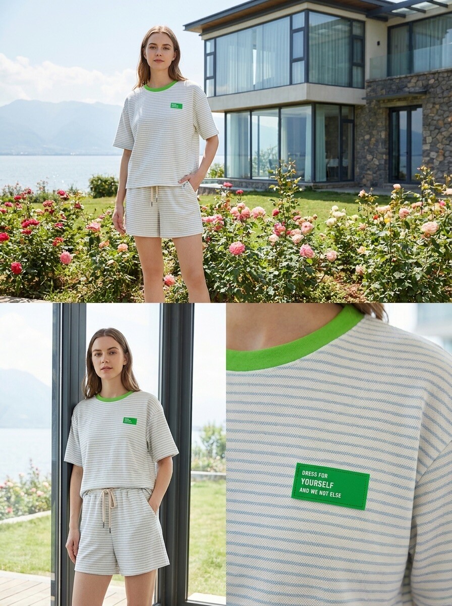 Grossiste LAFÉEROSE - Ensemble Short et T-Shirt Rayé – Détails Néon