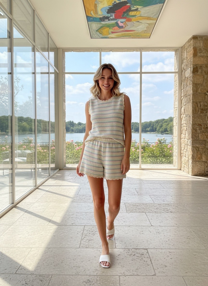 Grossiste LAFÉEROSE - Ensemble Tricot Casual – Top Sans Manches & Short