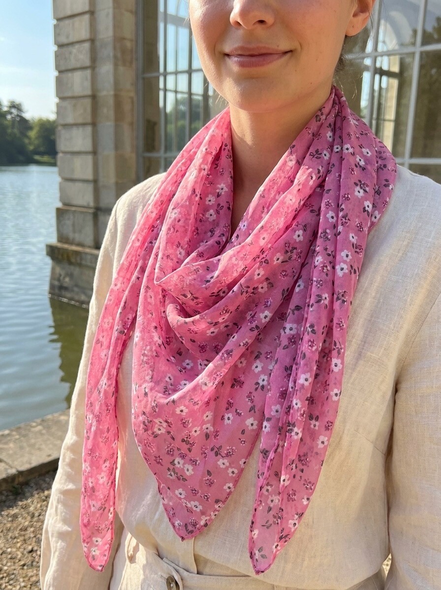 Grossiste LAFÉEROSE - Écharpe / Foulard en Coton & Soie Imprimé Fleuri