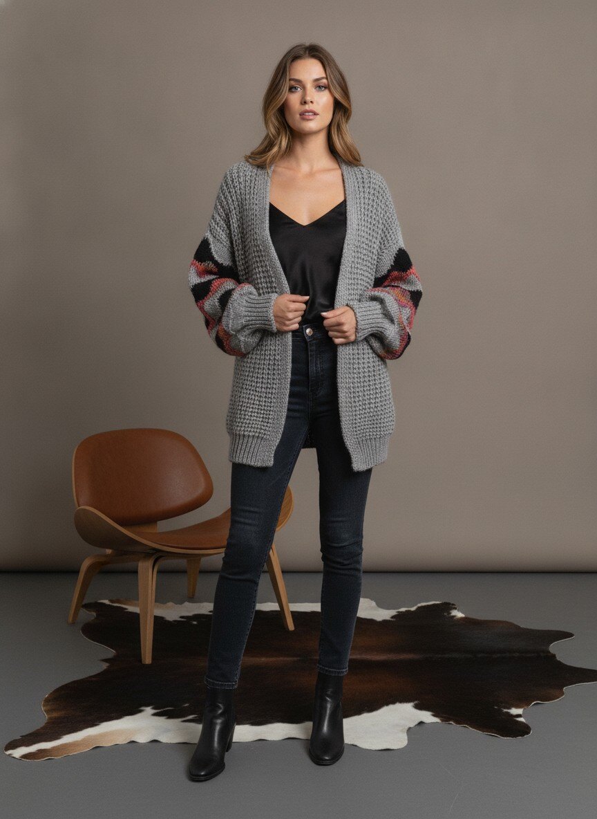Grossiste LAFÉEROSE - GILET LAINE CARDIGAN MANTEAU ALPAGA MOHAIR GROSSE MAILLE MANCHES BOUFFANTES new