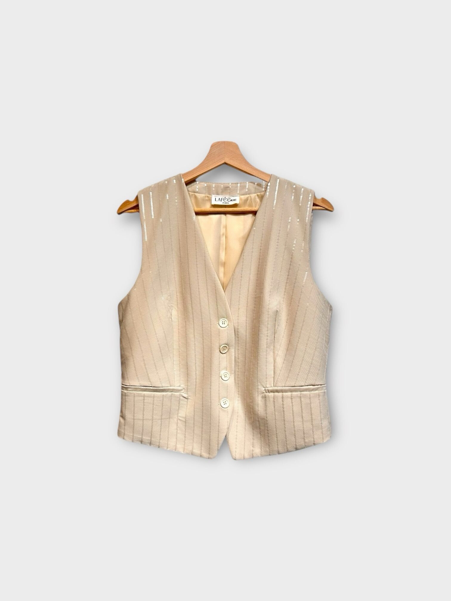 Mayorista LAFÉEROSE - Chaleco viscoso libre de viscosa superior con espinillas y lentejuelas chic rayas