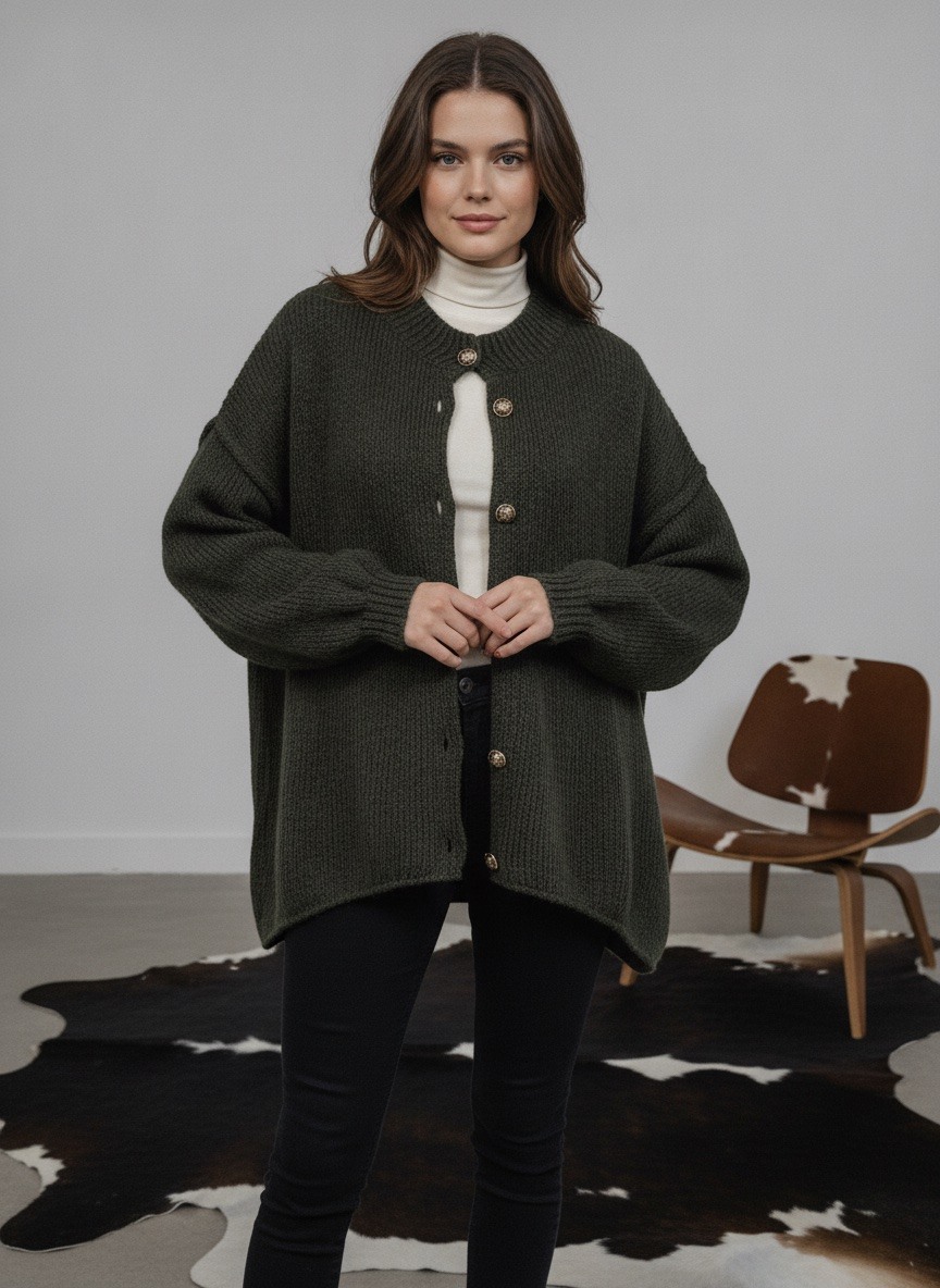 Mayorista LAFÉEROSE - Cárdigan oversize de mezcla de lana y viscosa con botones