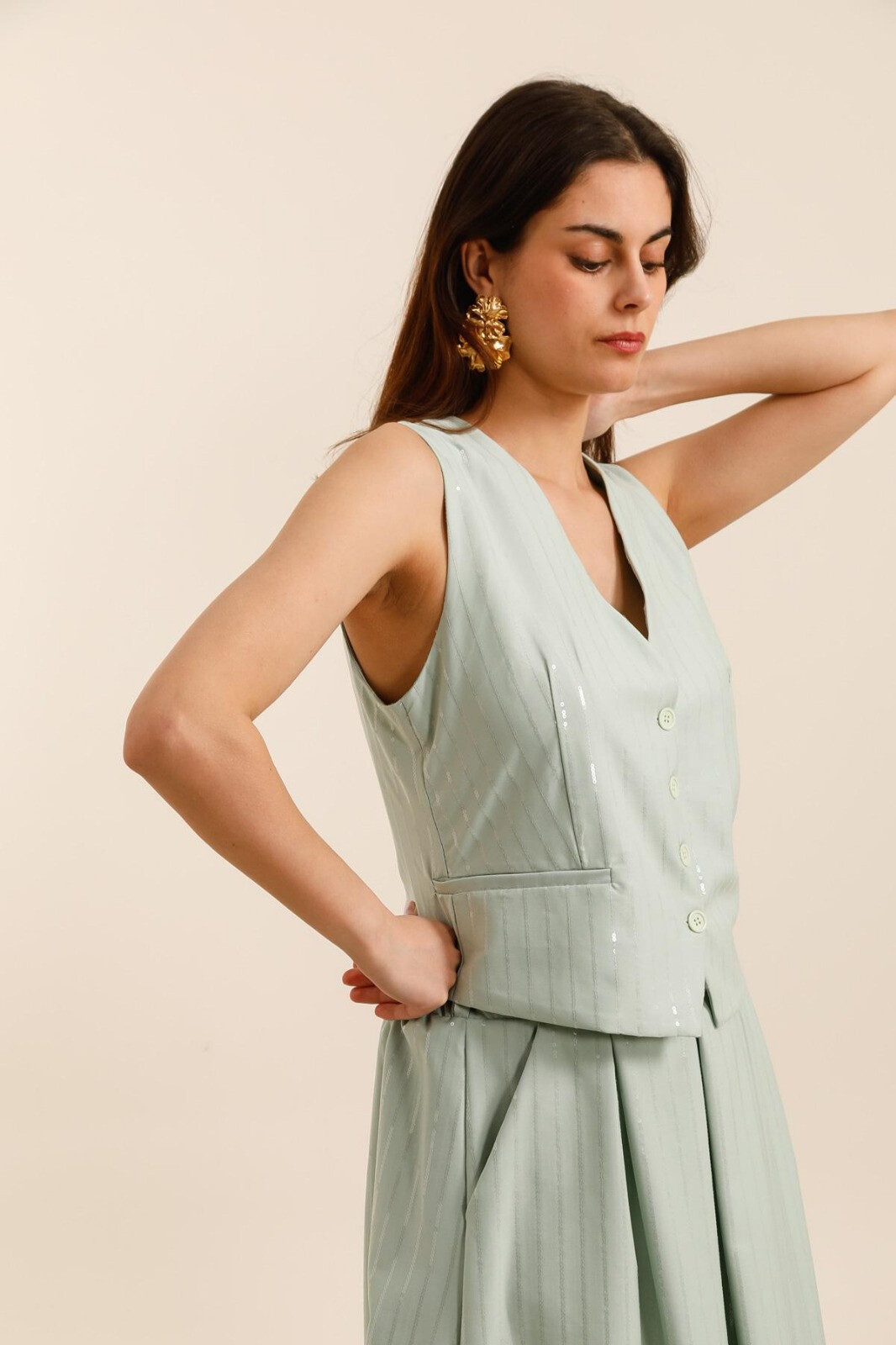 Wholesaler LAFÉEROSE - Top Viscose -free viscose vest with pimples and sequins chic stripes