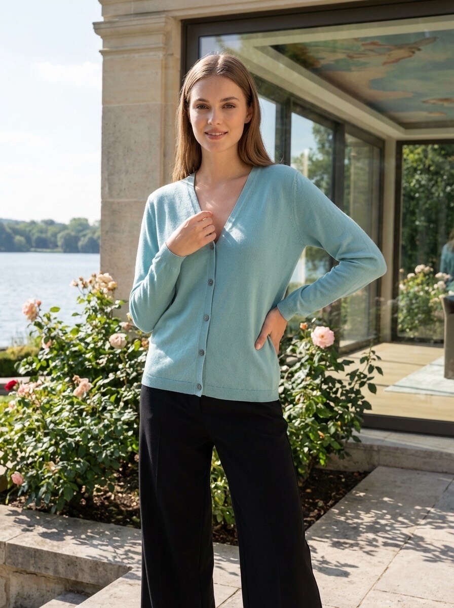 Mayorista LAFÉEROSE - Top stand superior del fluido ligero en Viscose V -Neck V -neck con patrón texturizado