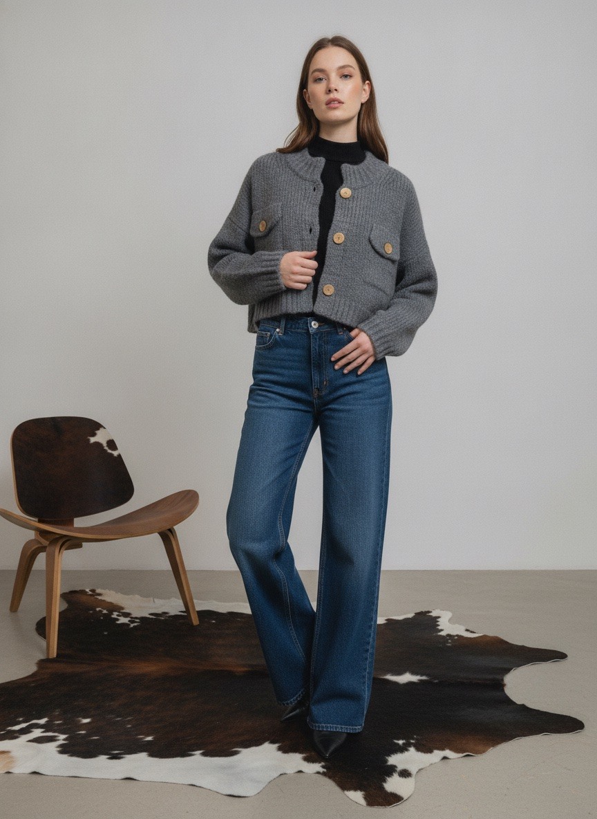 Grossista LAFÉEROSE - Gilet cardigan in maglia con bottoni a maniche lunghe