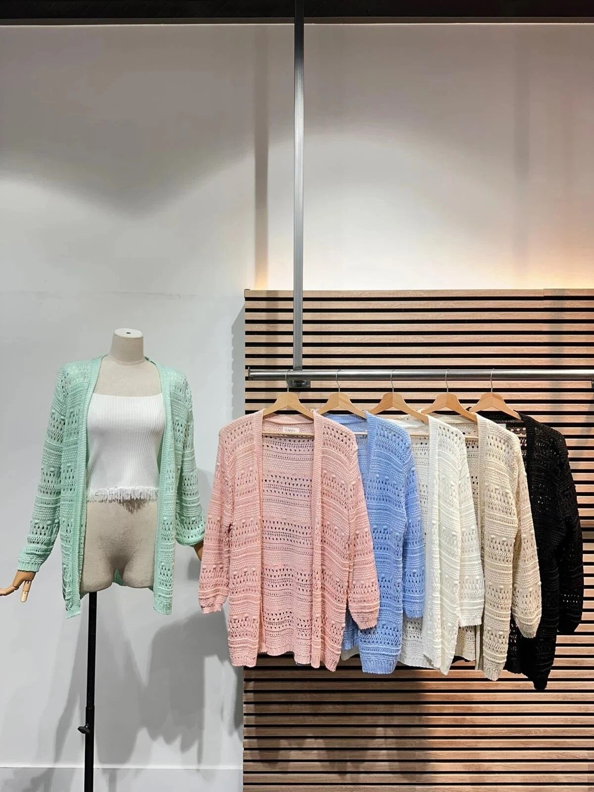 Wholesaler LAFÉEROSE - Crochet Cardigan Cardigan Detail Pompom Detail with long sleeves