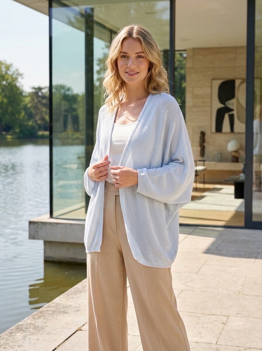 Großhändler LAFÉEROSE - Cardigan Cardigan Open in Soft Modal Style Haken mit langen ausgestellten Ärmeln