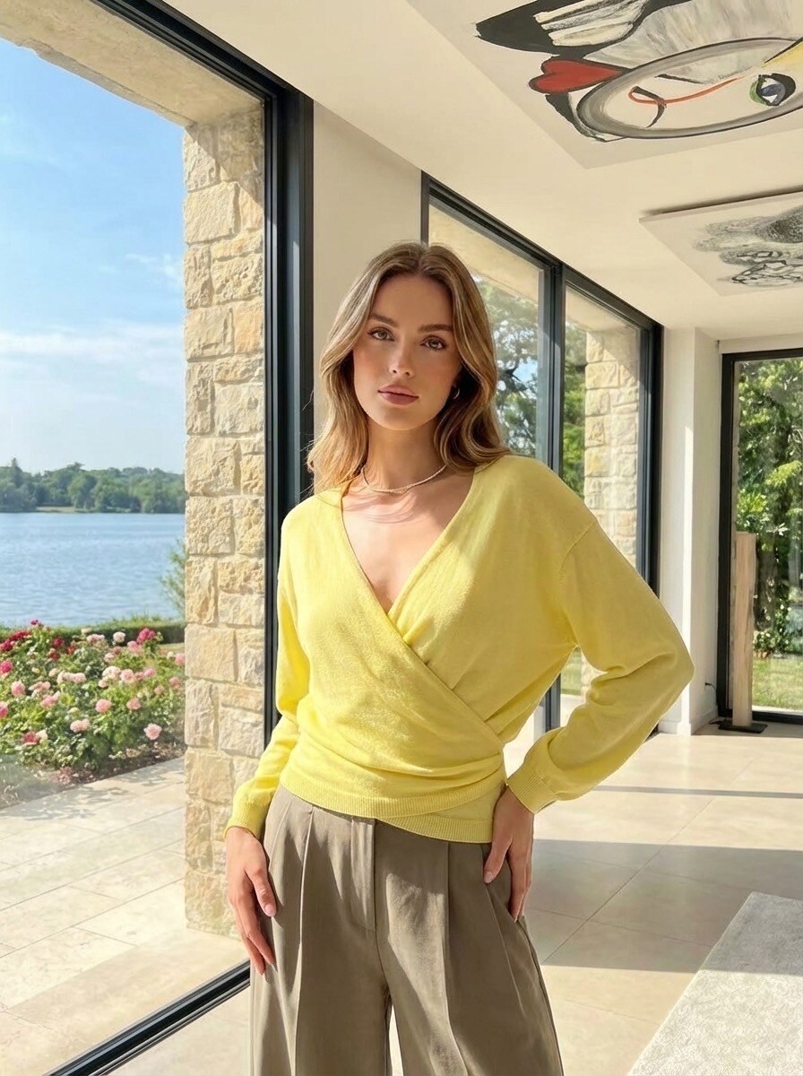 Großhändler LAFÉEROSE - Top -Tanktoberteil der leichten Flüssigkeit in Viskose V -Neck V -Neck mit strukturiertem Muster