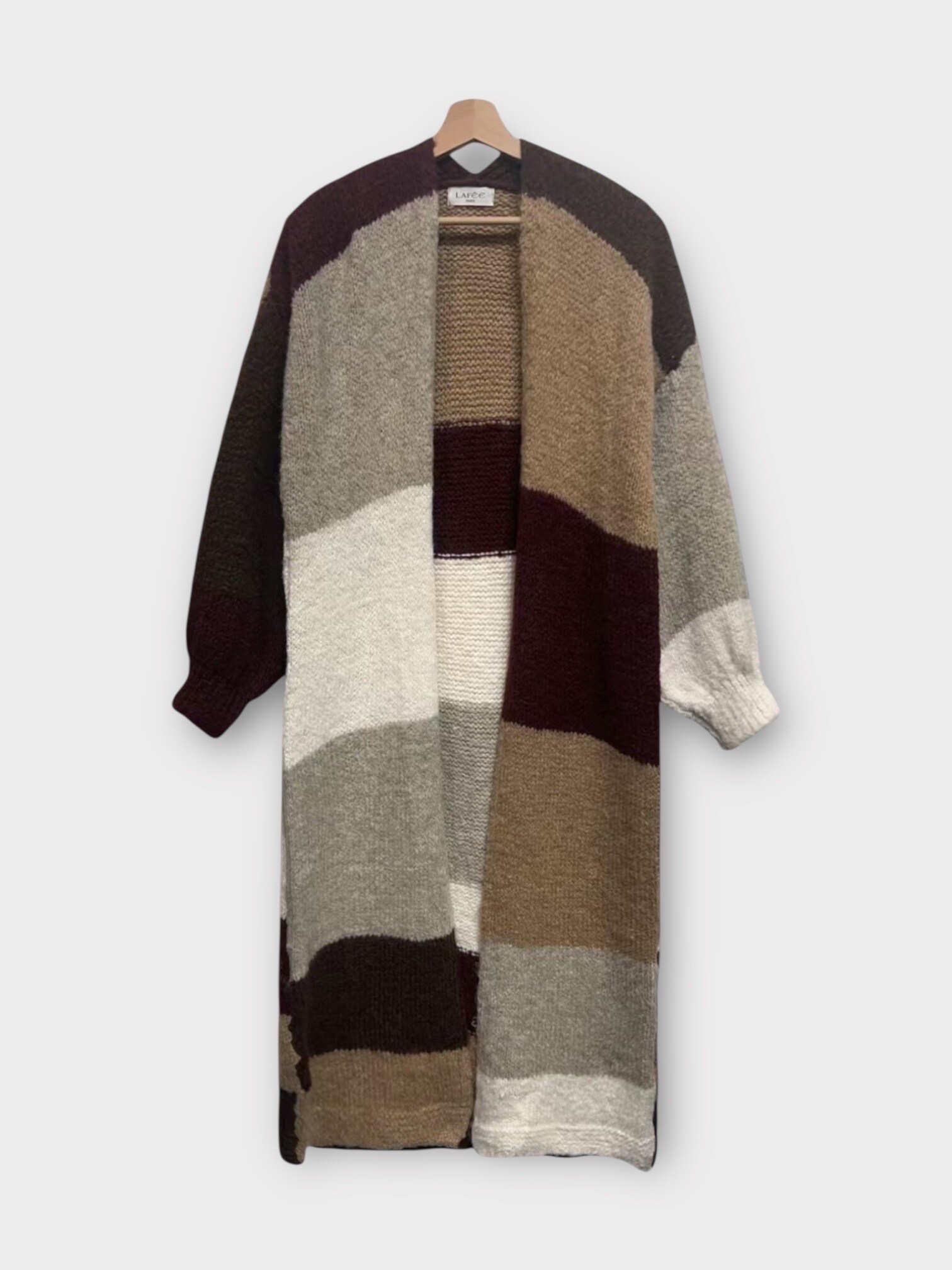 Großhändler LAFÉEROSE - Langer weicher Woll -Cardigan -Stil Patchwork -Stil