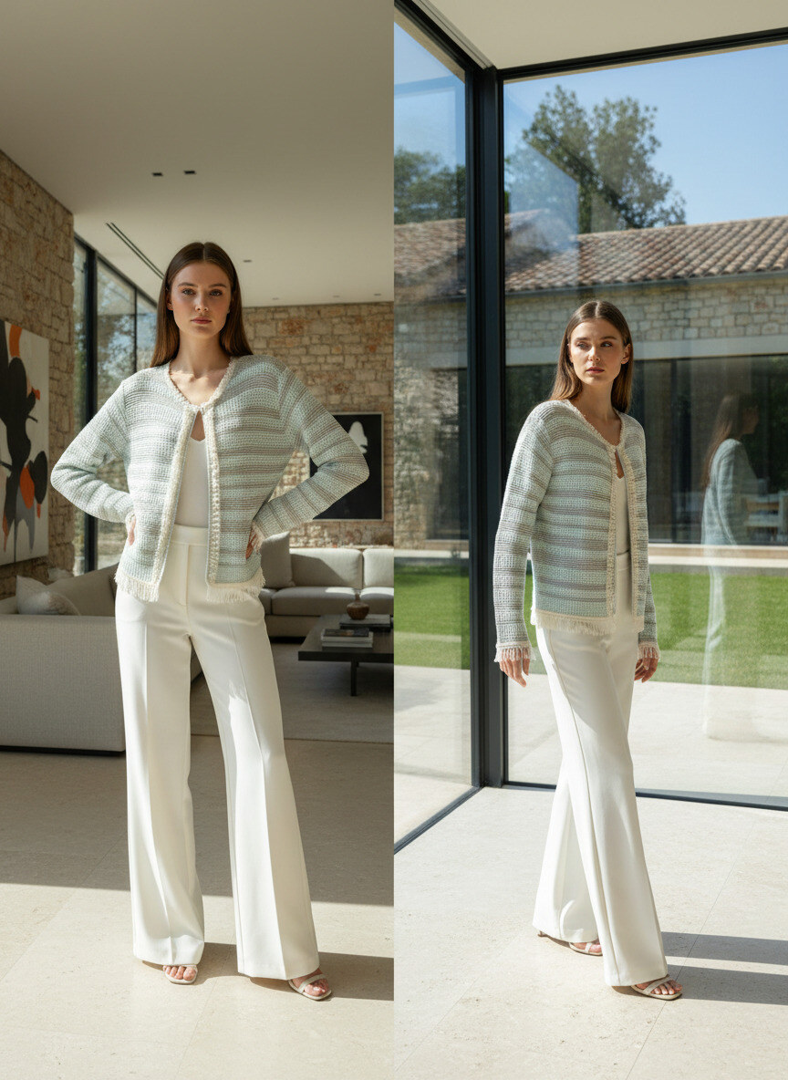 Grossista LAFÉEROSE - Gilet - Cardigan in cotone, strisce colorate di pizzo lavorato a maglia con chiusura