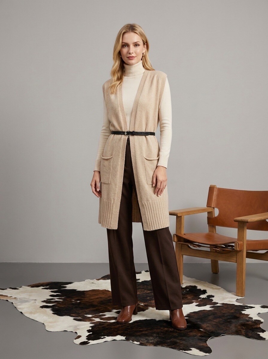 Mayorista LAFÉEROSE - CHALECO/CÁRDIGAN MATHILDE DE LANA Y CASHMERE SIN MANGAS LARGO EN CASHMERE