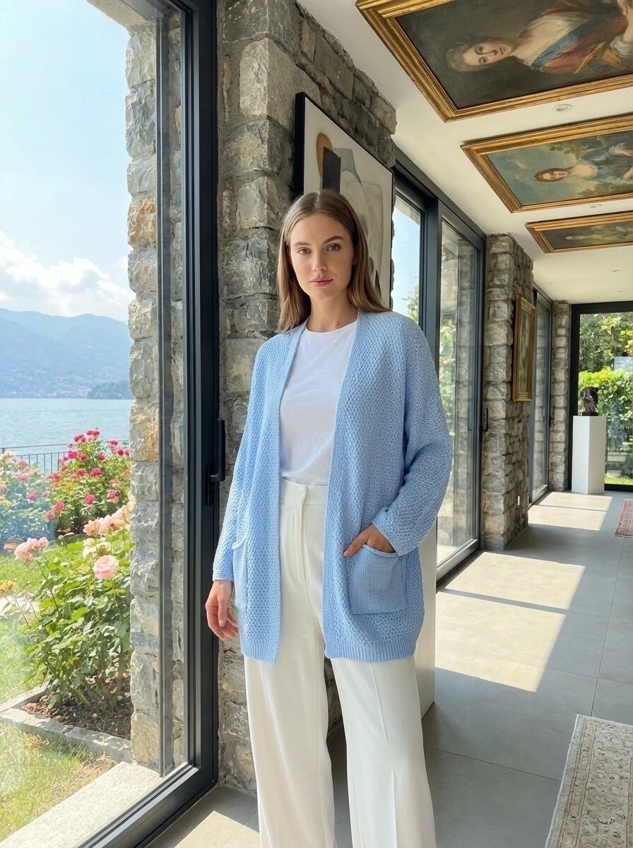 Großhändler LAFÉEROSE - Flared Cardigan Weste mit Taschen und drei Viertelhülsen, die leicht fliegen