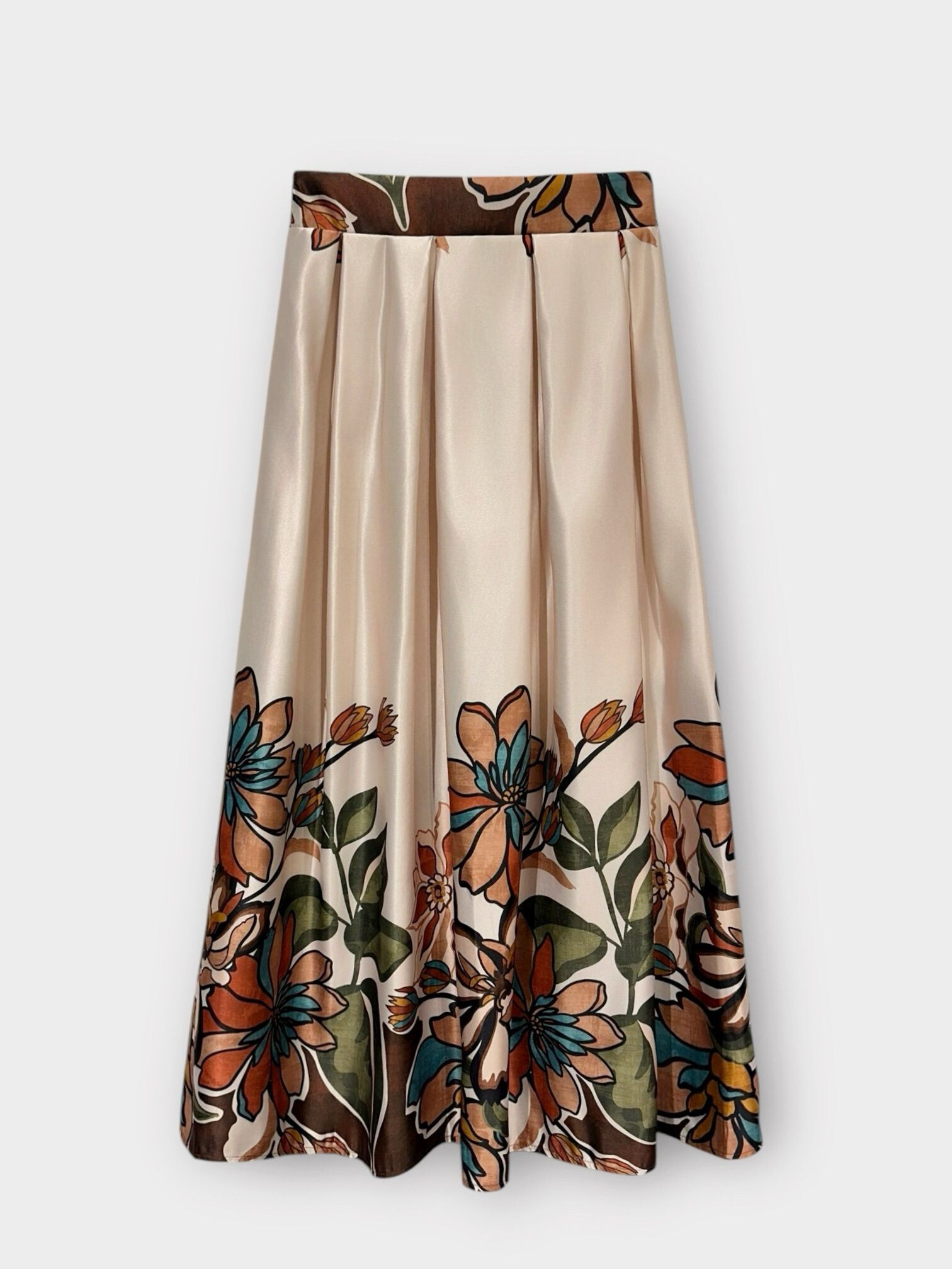 Grossista LAFÉEROSE - GONNA LUNGA CON FIORI ELASTICO VITA SVASATA FLUIDA ELEGANTE CHIC NUOVA