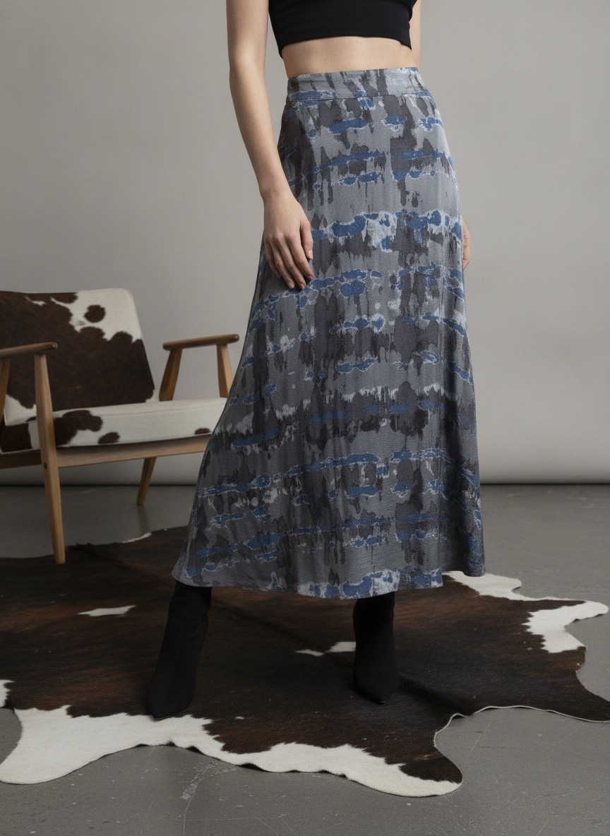 Grossiste LAFÉEROSE - Jupe longue en viscose fluide et évasée à imprimé tie and dye - trapèze dra