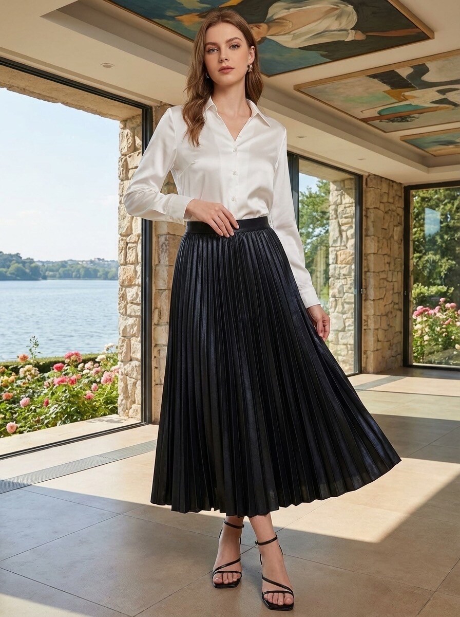 Grossiste LAFÉEROSE - Jupe longue plissée élégante chic et casual