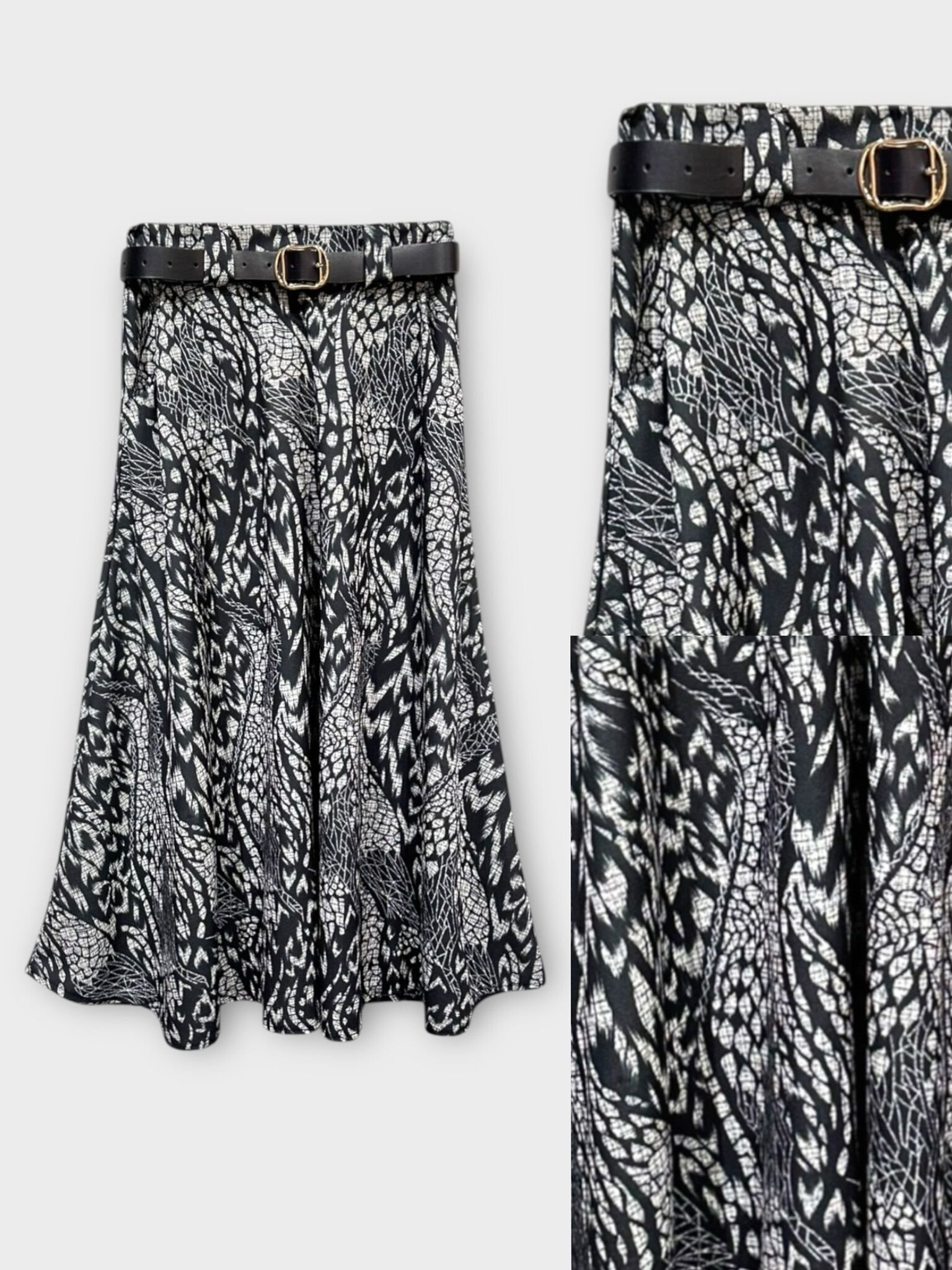 Wholesaler LAFÉEROSE - Long flared fluid skirt printed at weight with belt