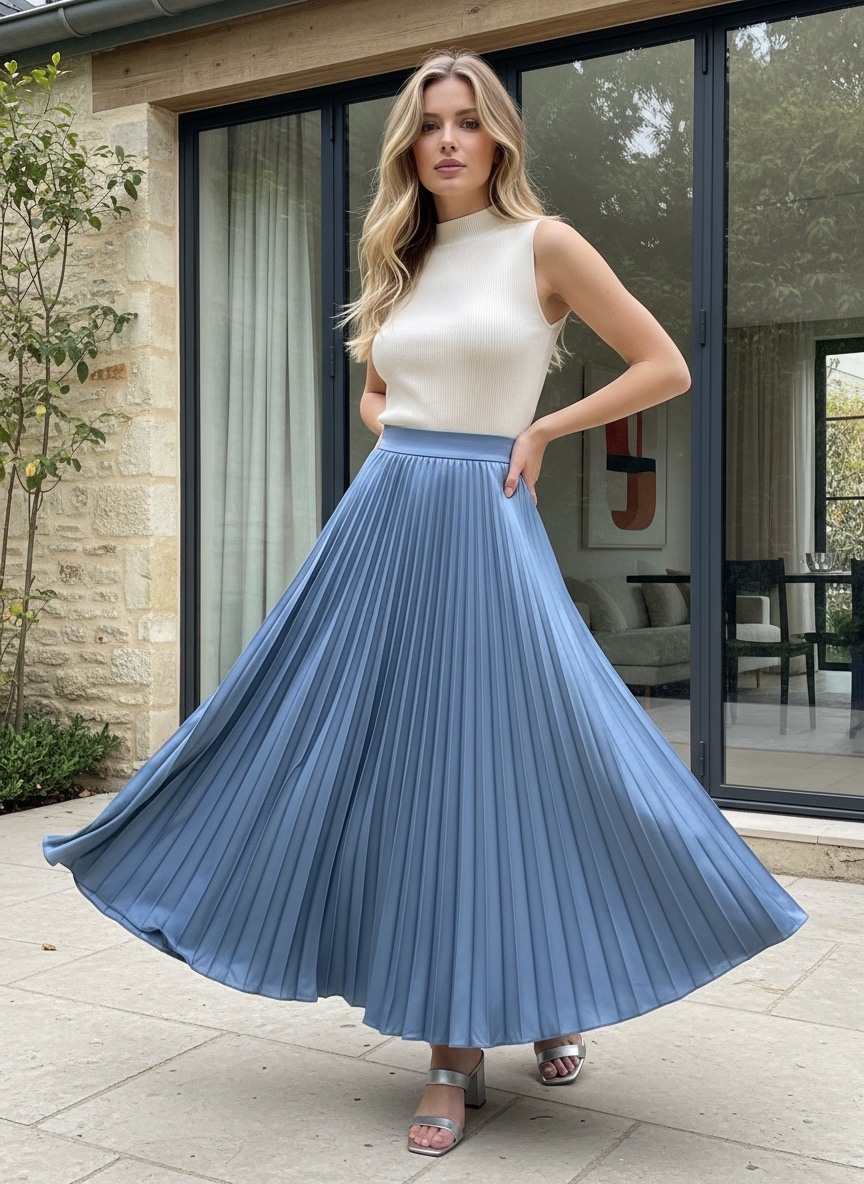 Großhändler LAFÉEROSE - LANGER, ELEGANTER, SCHICKER SOLENE-Faltenrock mit Rüschen