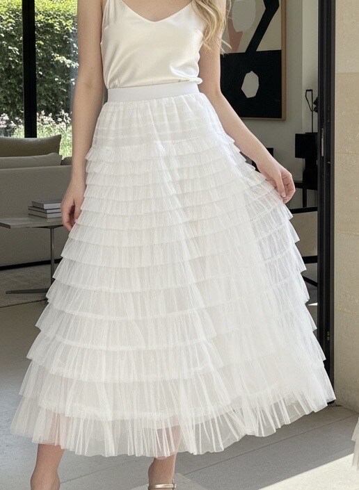 Großhändler LAFÉEROSE - LANGER CHIFFON-TÜLLROCK AUS NEUER LAFÉE-SEIDENVISKOSE