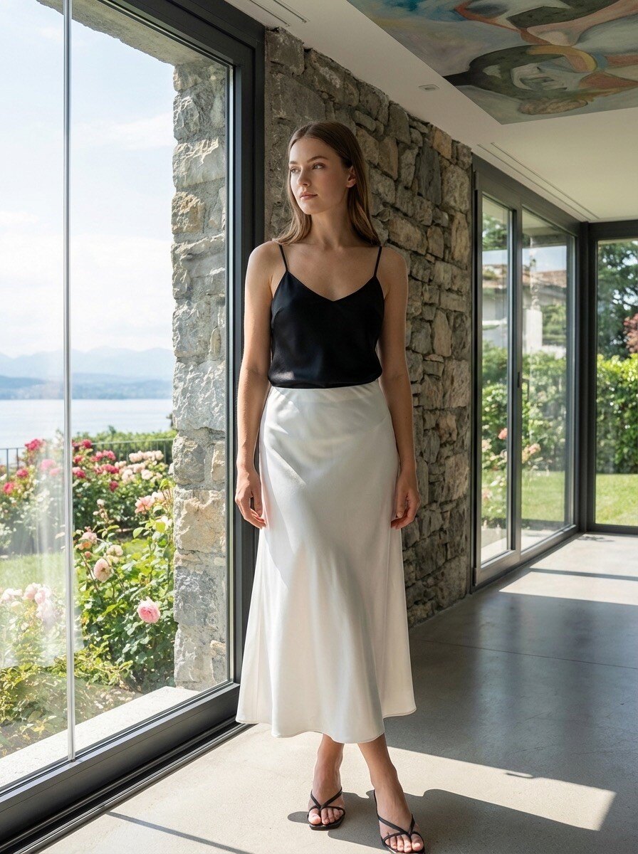 Grossiste LAFÉEROSE - Jupe longue fluide en viscose coupe droite sirène