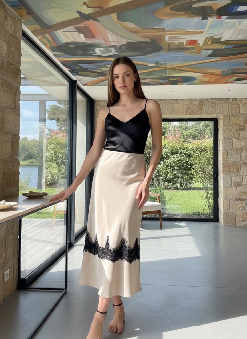 Grossiste LAFÉEROSE - Jupe longue en dentelle en mélange de viscose