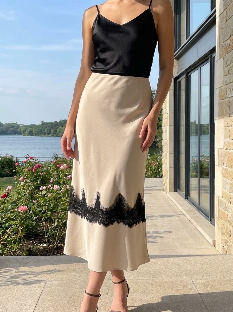 Grossiste LAFÉEROSE - Jupe longue en dentelle en mélange de viscose