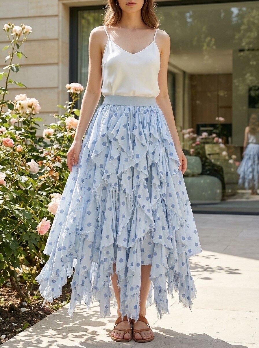 Großhändler LAFÉEROSE - Rüschen-Midirock „Almeria“ mit Polka Dots