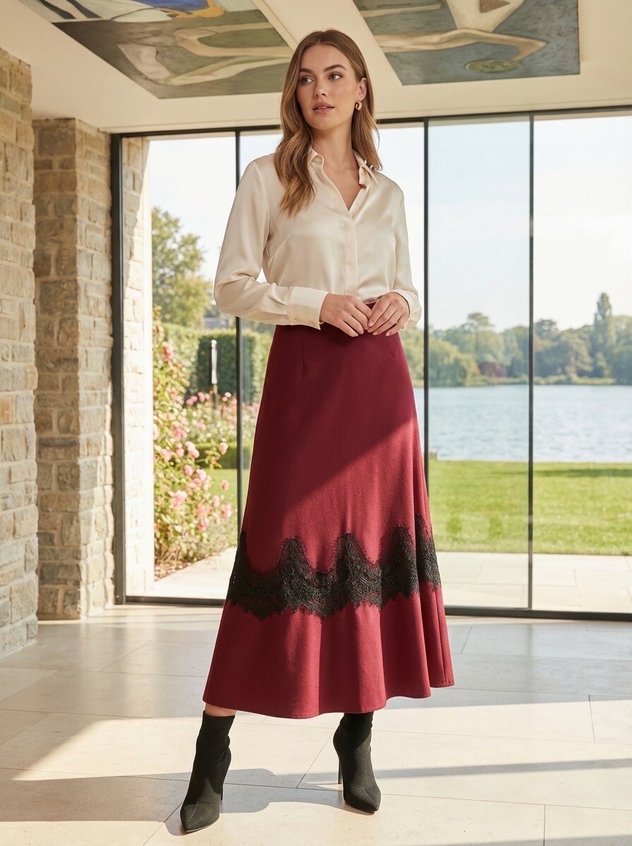 Grossiste LAFÉEROSE - Jupe longue en dentelle en mélange de viscose