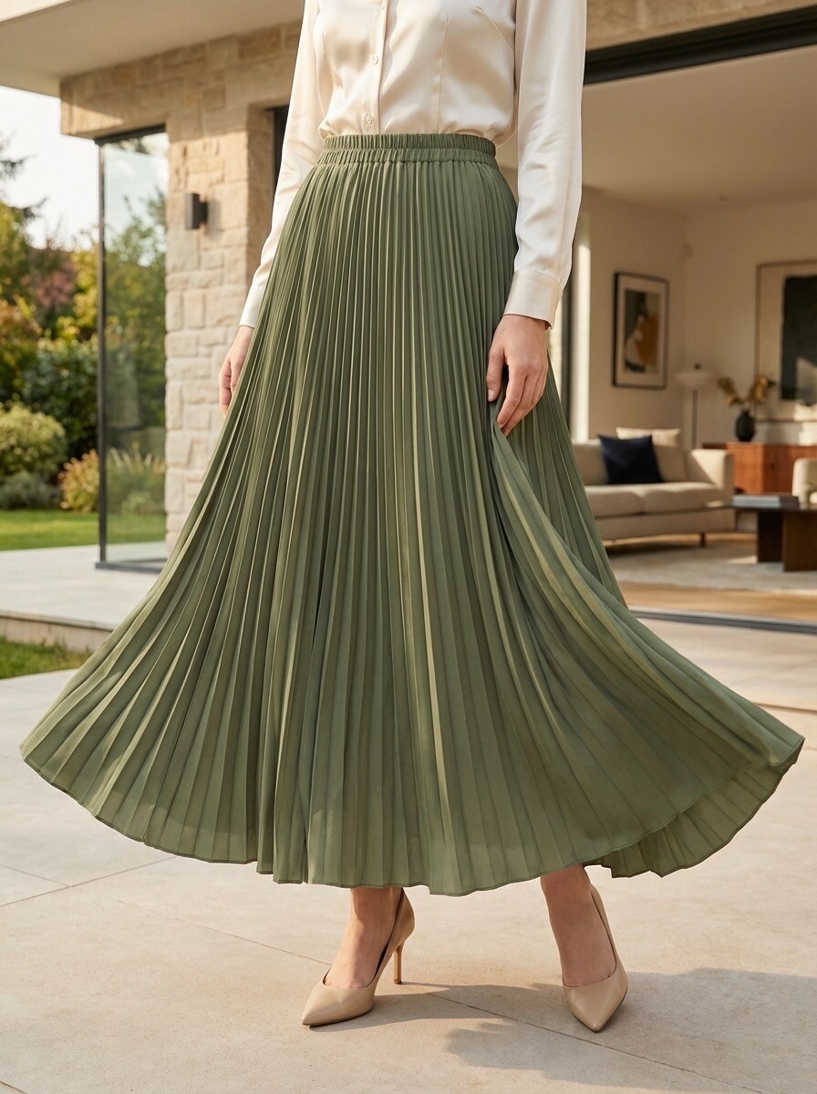 Großhändler LAFÉEROSE - Langer plissierter fließender Chiffonrock mit sehr ausgestelltem 'Volant' - schick und elegant