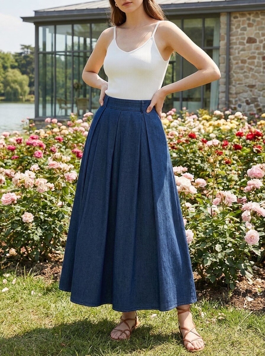 Grossiste LAFÉEROSE - Jupe en Denim Longueur 90cm