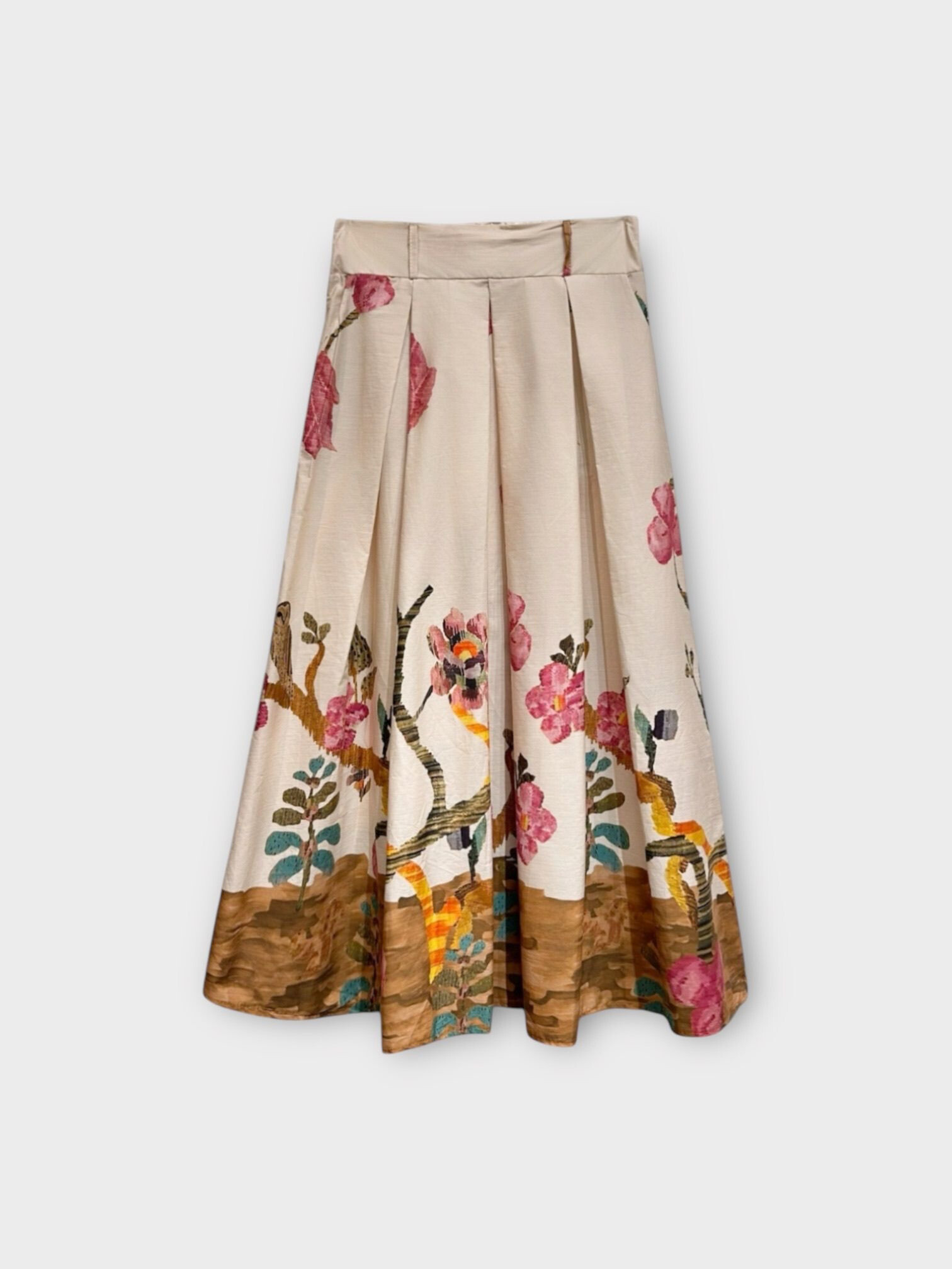 Grossista LAFÉEROSE - Gonna lunga di cotone con fiori stampati con un'ampia tasca chic svasata