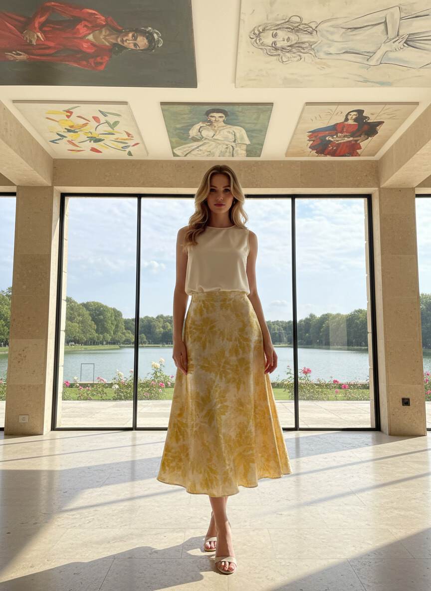 Grossiste LAFÉEROSE - Jupe longue fluide à imprimé fleuri et broderie effet soie et satin