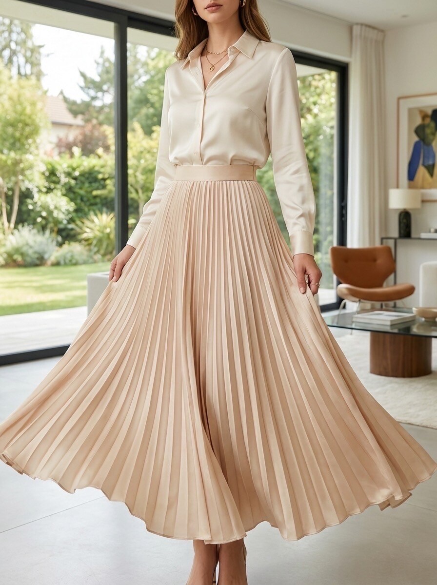 Großhändler LAFÉEROSE - LANGER, ELEGANTER, SCHICKER SOLENE-Faltenrock mit Rüschen