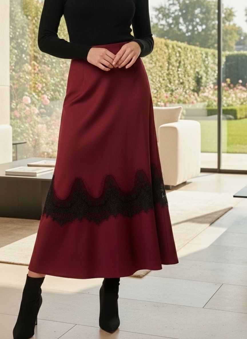 Grossiste LAFÉEROSE - Jupe longue en dentelle en mélange de viscose