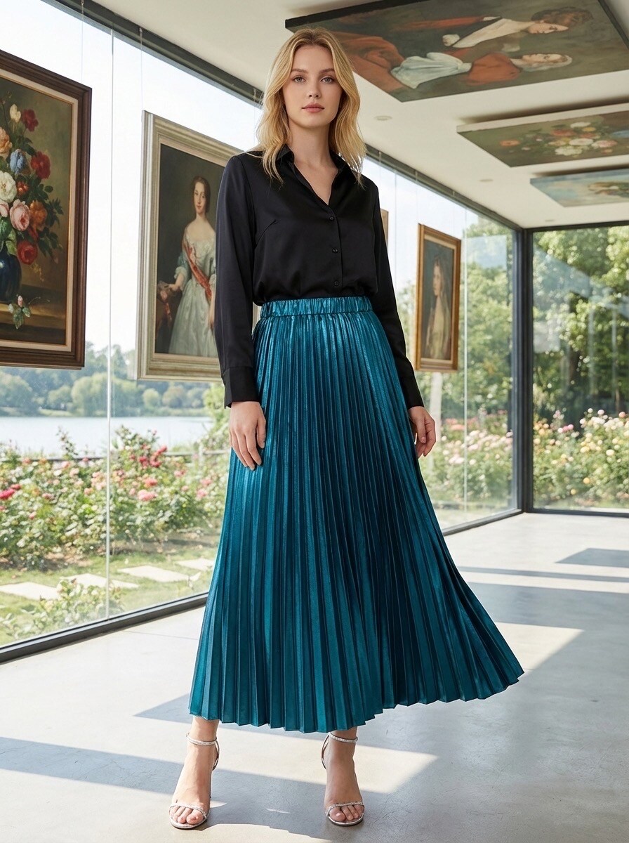 Grossiste LAFÉEROSE - Jupe longue plissée élégante chic et casual