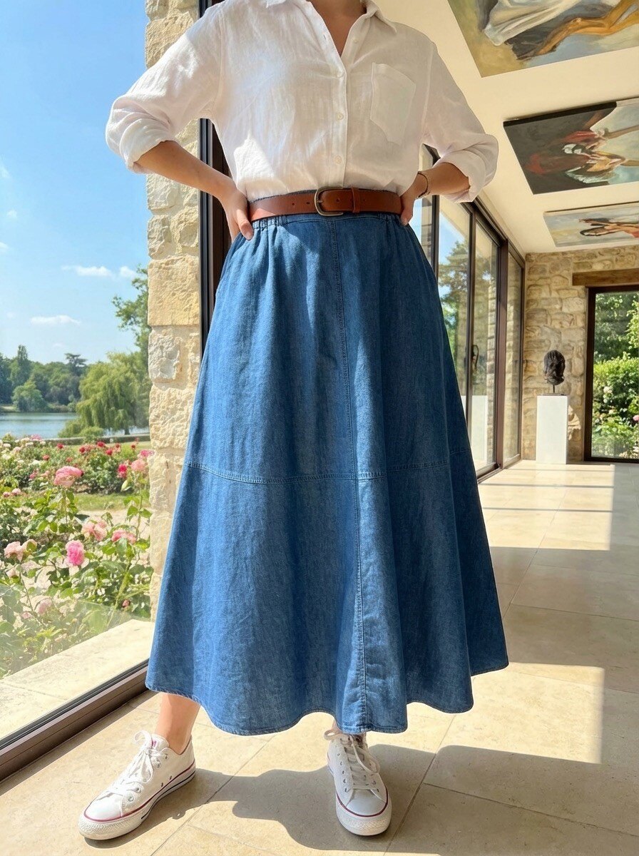 Mayorista LAFÉEROSE - Falda vaquera con bolsillos Largo 87 cm