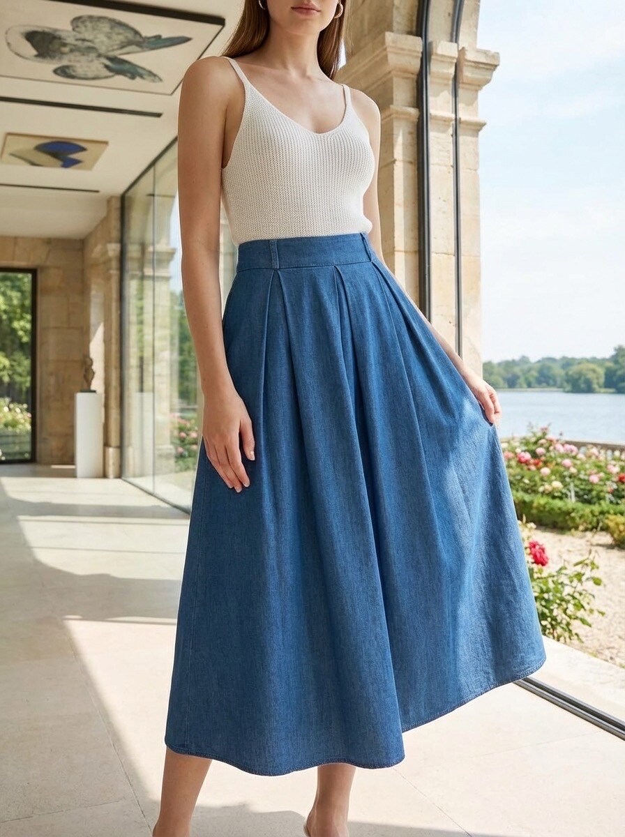 Grossiste LAFÉEROSE - Jupe en Denim Longueur 90cm