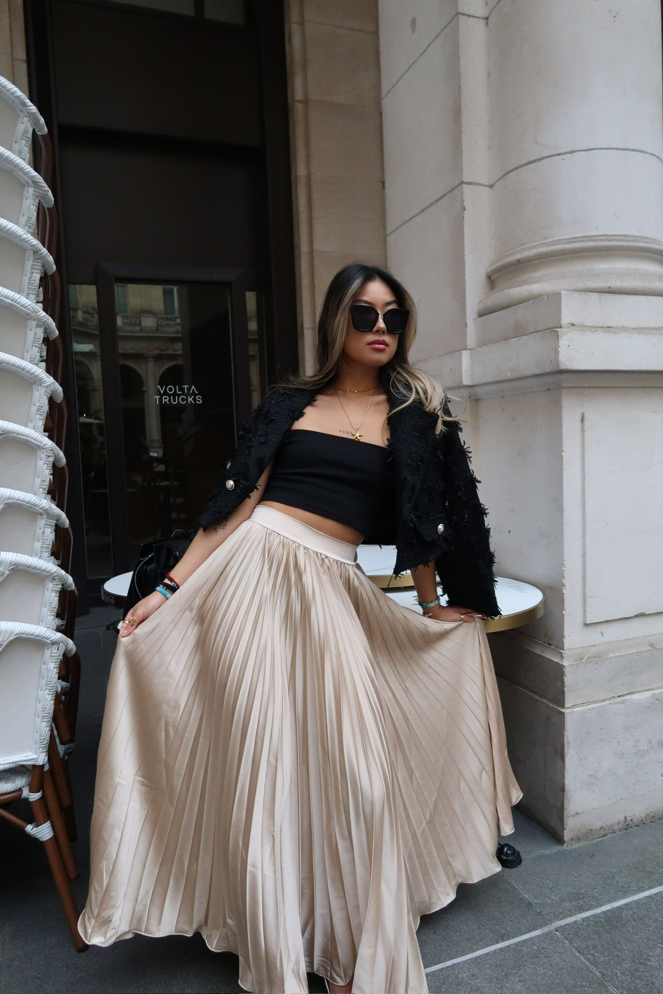 Grossista LAFÉEROSE - GONNA SVASATA A PLISSE SOLE LUNGA ELEGANTE CHIC