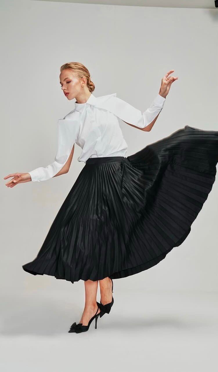 Grossista LAFÉEROSE - GONNA SVASATA A PLISSE SOLE LUNGA ELEGANTE CHIC